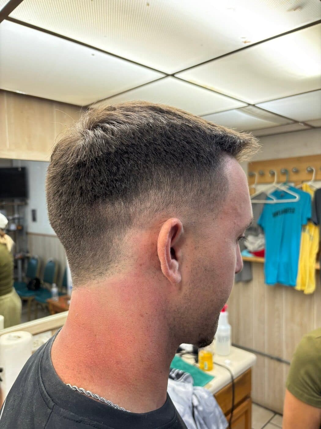 Sharp faded hairstyle